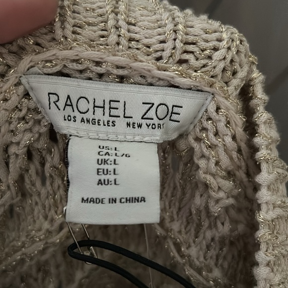 Rachel and Zoe short sleeve sweater beige with gold metallic short sleeves Nw/T - Picture 4 of 6